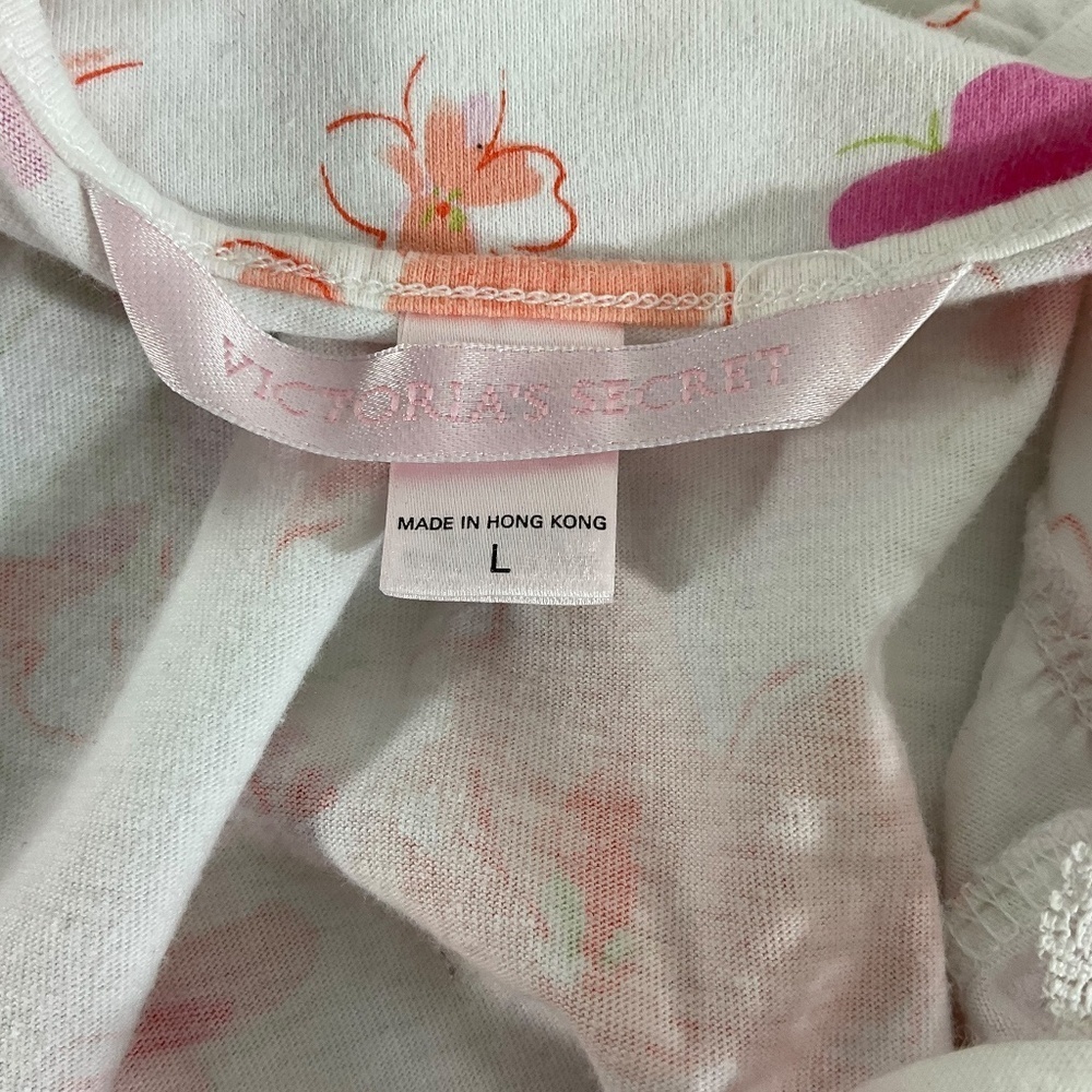 Vintage Victoria’s Secret Floral Babydoll Nightgown size Large  Lace Ribbon Trim - Picture 6 of 7